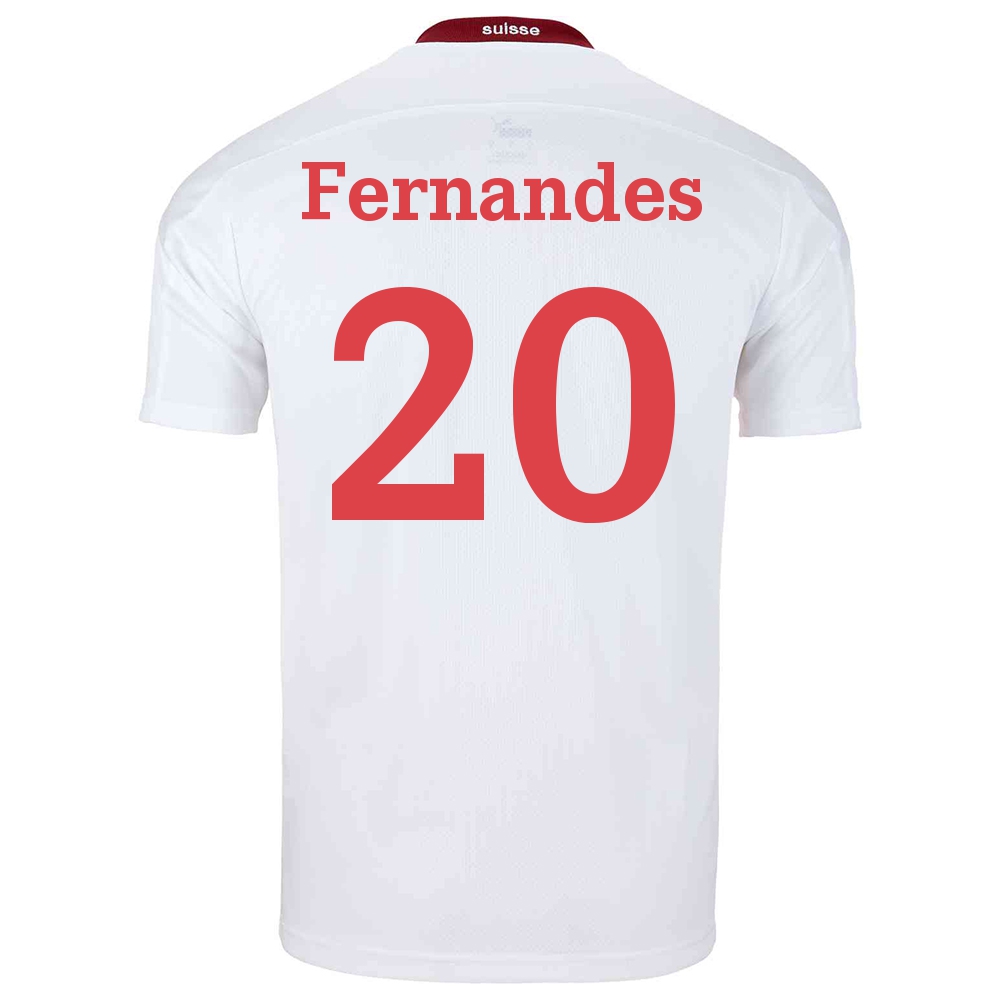Naisten Sveitsin Jalkapallomaajoukkue Edimilson Fernandes #20 Vieraspaita Valkoinen 2021 Lyhythihainen Paita