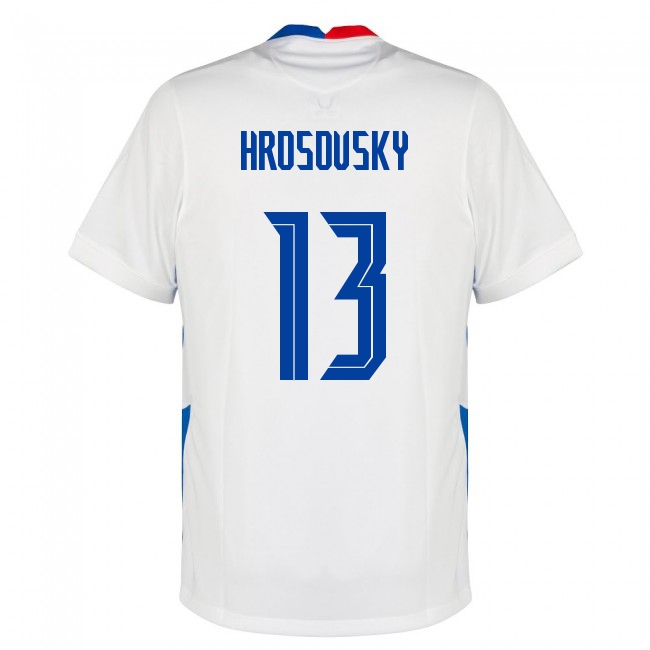 Naisten Slovakian Jalkapallomaajoukkue Patrik Hrosovsky #13 Vieraspaita Valkoinen 2021 Lyhythihainen Paita