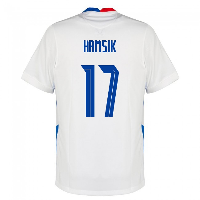 Miesten Slovakian Jalkapallomaajoukkue Marek Hamsik #17 Vieraspaita Valkoinen 2021 Lyhythihainen Paita
