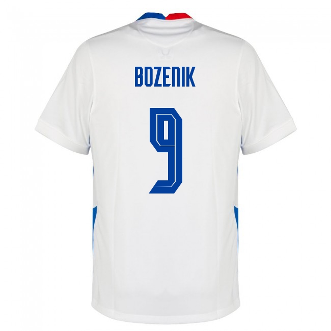 Naisten Slovakian Jalkapallomaajoukkue Robert Bozenik #9 Vieraspaita Valkoinen 2021 Lyhythihainen Paita
