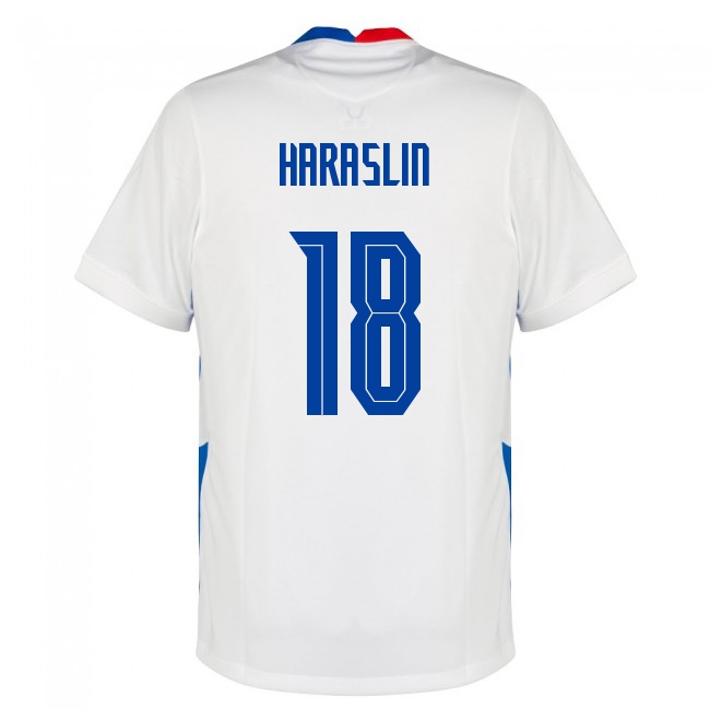 Naisten Slovakian Jalkapallomaajoukkue Lukas Haraslin #18 Vieraspaita Valkoinen 2021 Lyhythihainen Paita