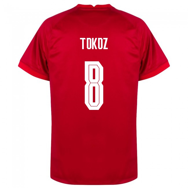 Lapset Turkin Jalkapallomaajoukkue Dorukhan Tokoz #8 Vieraspaita Punainen 2021 Lyhythihainen Paita
