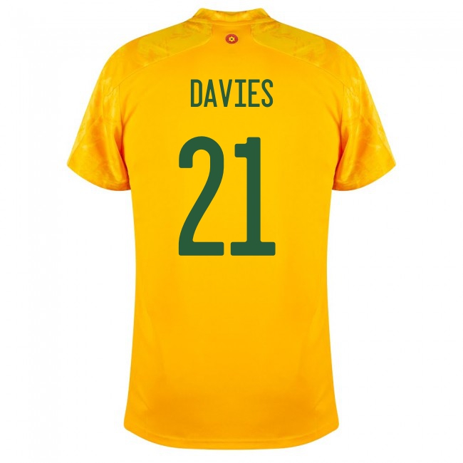 Lapset Walesin Jalkapallomaajoukkue Adam Davies #21 Vieraspaita Keltainen 2021 Lyhythihainen Paita