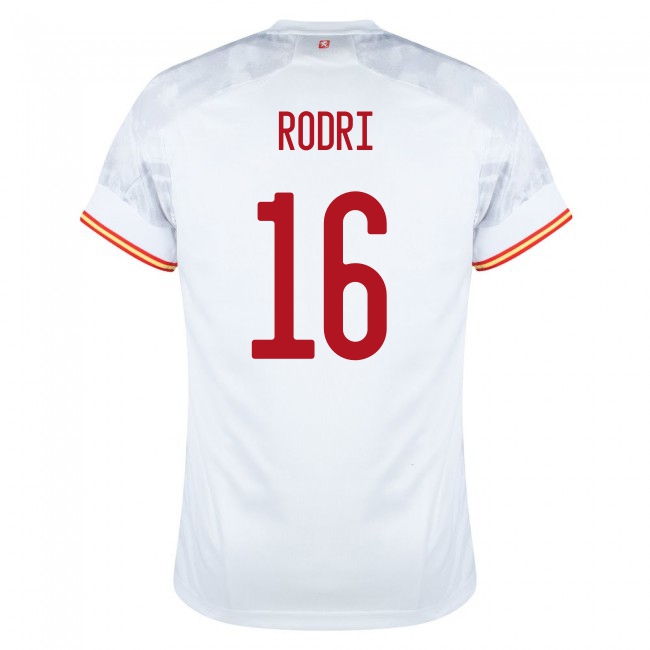 Naisten Espanjan jalkapallomaajoukkue Rodri #16 Vieraspaita Valkoinen 2021 Lyhythihainen Paita