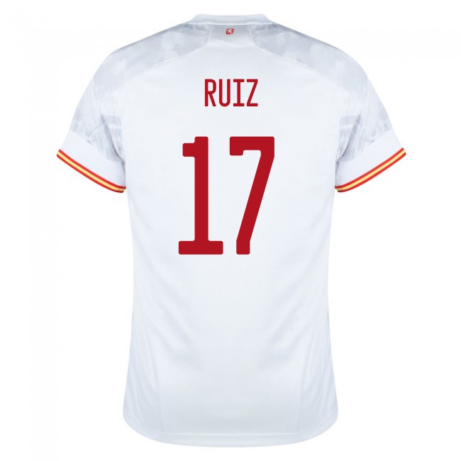 Naisten Espanjan Jalkapallomaajoukkue Fabian Ruiz #17 Vieraspaita Valkoinen 2021 Lyhythihainen Paita