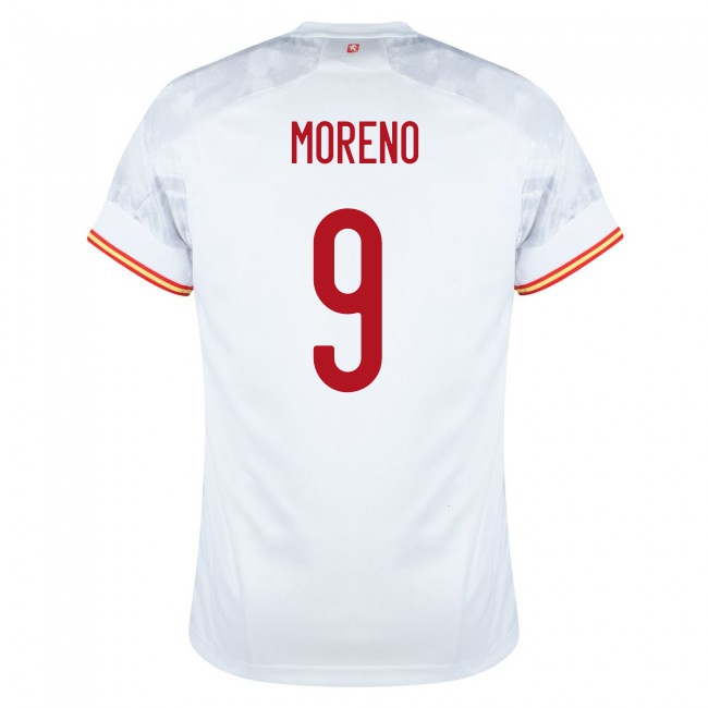 Miesten Espanjan Jalkapallomaajoukkue Gerard Moreno #9 Vieraspaita Valkoinen 2021 Lyhythihainen Paita