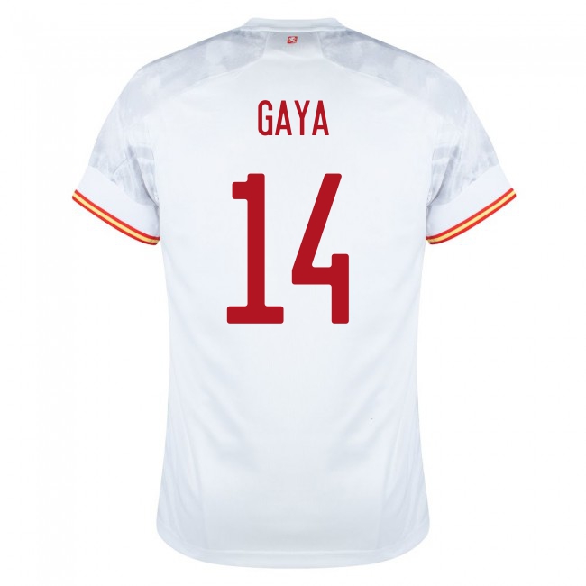 Lapset Espanjan Jalkapallomaajoukkue Jose Gaya #14 Vieraspaita Valkoinen 2021 Lyhythihainen Paita