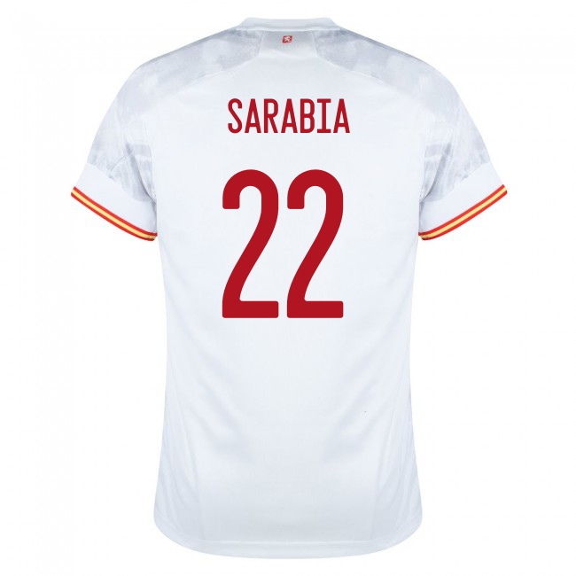 Naisten Espanjan Jalkapallomaajoukkue Pablo Sarabia #22 Vieraspaita Valkoinen 2021 Lyhythihainen Paita