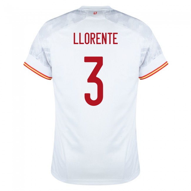Naisten Espanjan Jalkapallomaajoukkue Diego Llorente #3 Vieraspaita Valkoinen 2021 Lyhythihainen Paita