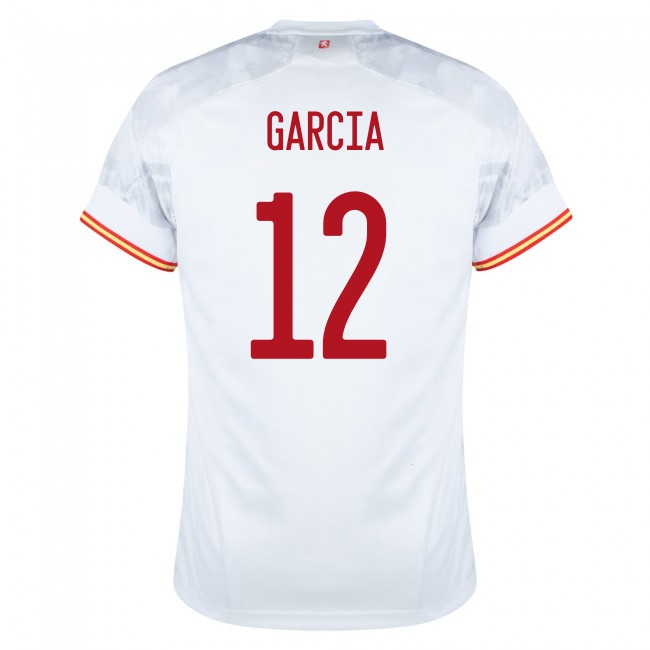 Naisten Espanjan jalkapallomaajoukkue Eric Garcia #12 Vieraspaita Valkoinen 2021 Lyhythihainen Paita