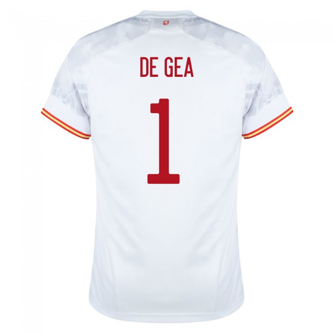 Naisten Espanjan Jalkapallomaajoukkue David De Gea #1 Vieraspaita Valkoinen 2021 Lyhythihainen Paita