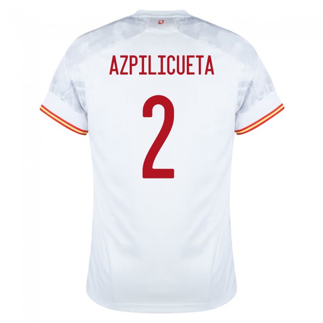 Naisten Espanjan jalkapallomaajoukkue Cesar Azpilicueta #2 Vieraspaita Valkoinen 2021 Lyhythihainen Paita