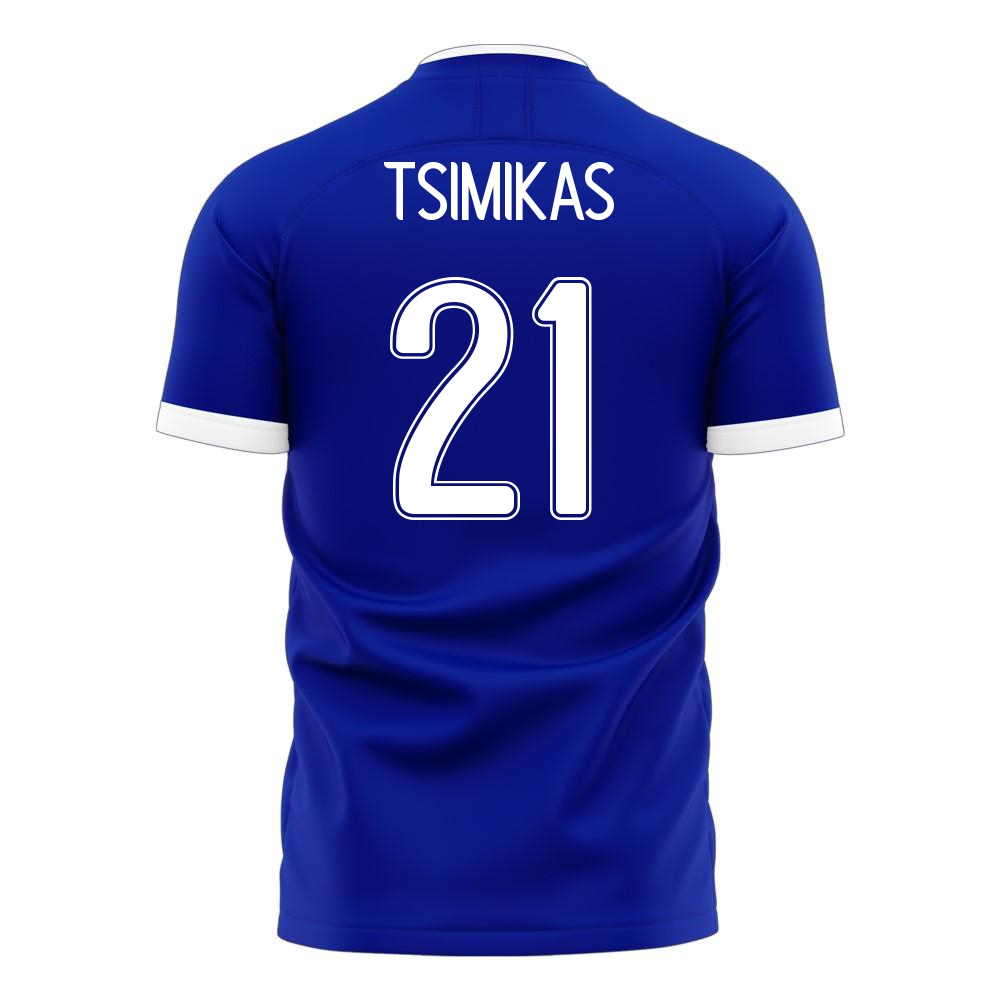Naisten Kreikan Jalkapallomaajoukkue Konstantinos Tsimikas #21 Vieraspaita Sininen 2021 Lyhythihainen Paita