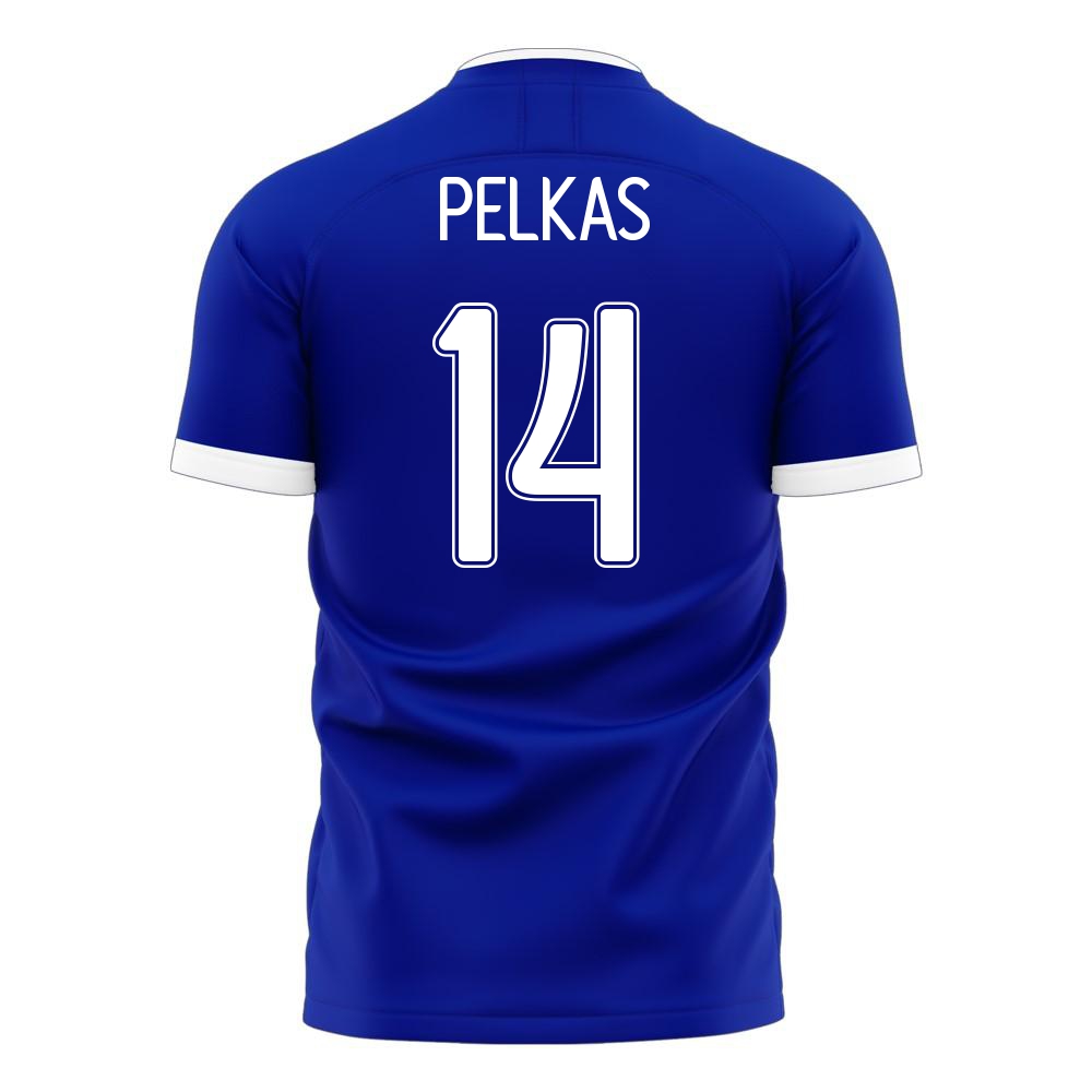 Naisten Kreikan Jalkapallomaajoukkue Dimitrios Pelkas #14 Vieraspaita Sininen 2021 Lyhythihainen Paita