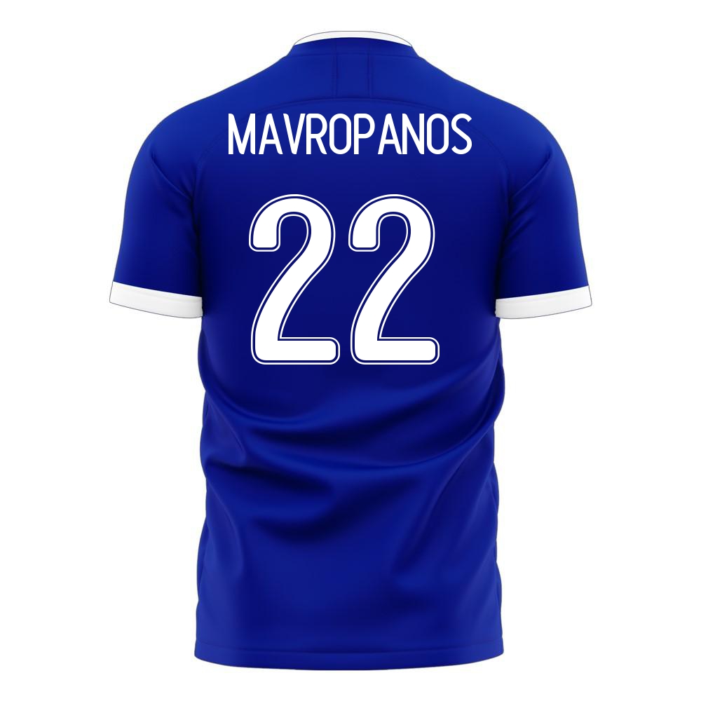 Naisten Kreikan Jalkapallomaajoukkue Konstantinos Mavropanos #22 Vieraspaita Sininen 2021 Lyhythihainen Paita