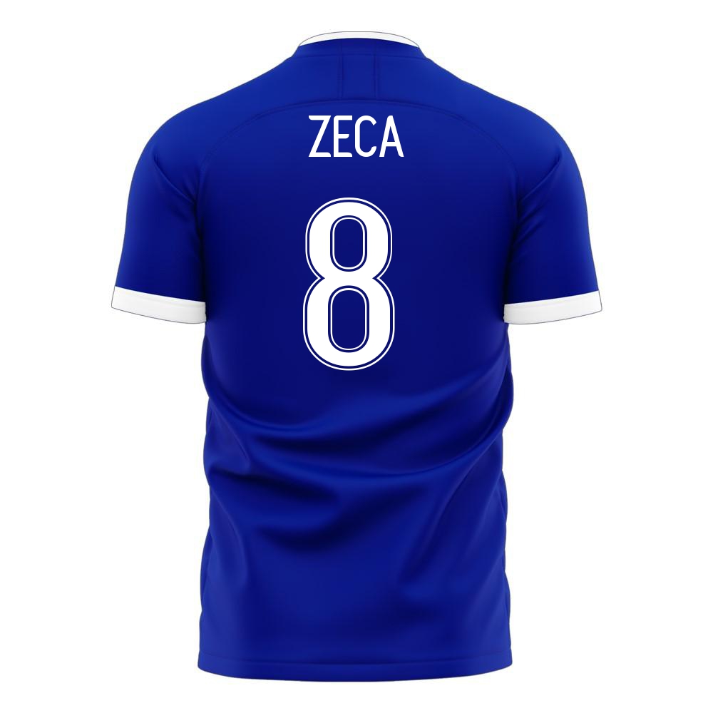 Miesten Kreikan Jalkapallomaajoukkue Zeca #8 Vieraspaita Sininen 2021 Lyhythihainen Paita