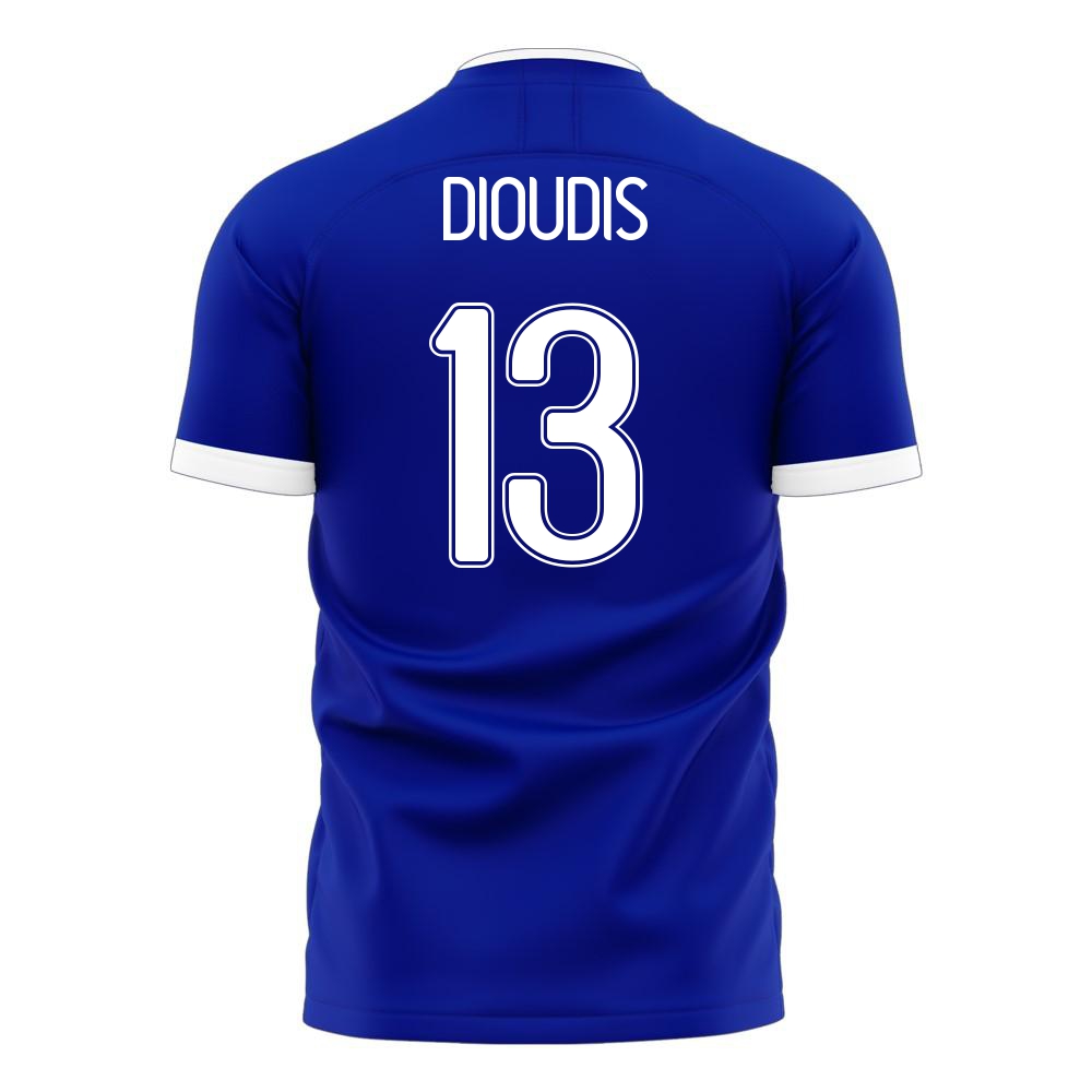 Miesten Kreikan Jalkapallomaajoukkue Sokratis Dioudis #13 Vieraspaita Sininen 2021 Lyhythihainen Paita