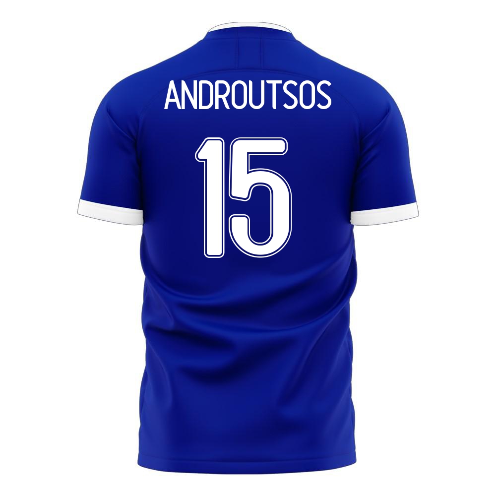 Naisten Kreikan Jalkapallomaajoukkue Athanasios Androutsos #15 Vieraspaita Sininen 2021 Lyhythihainen Paita