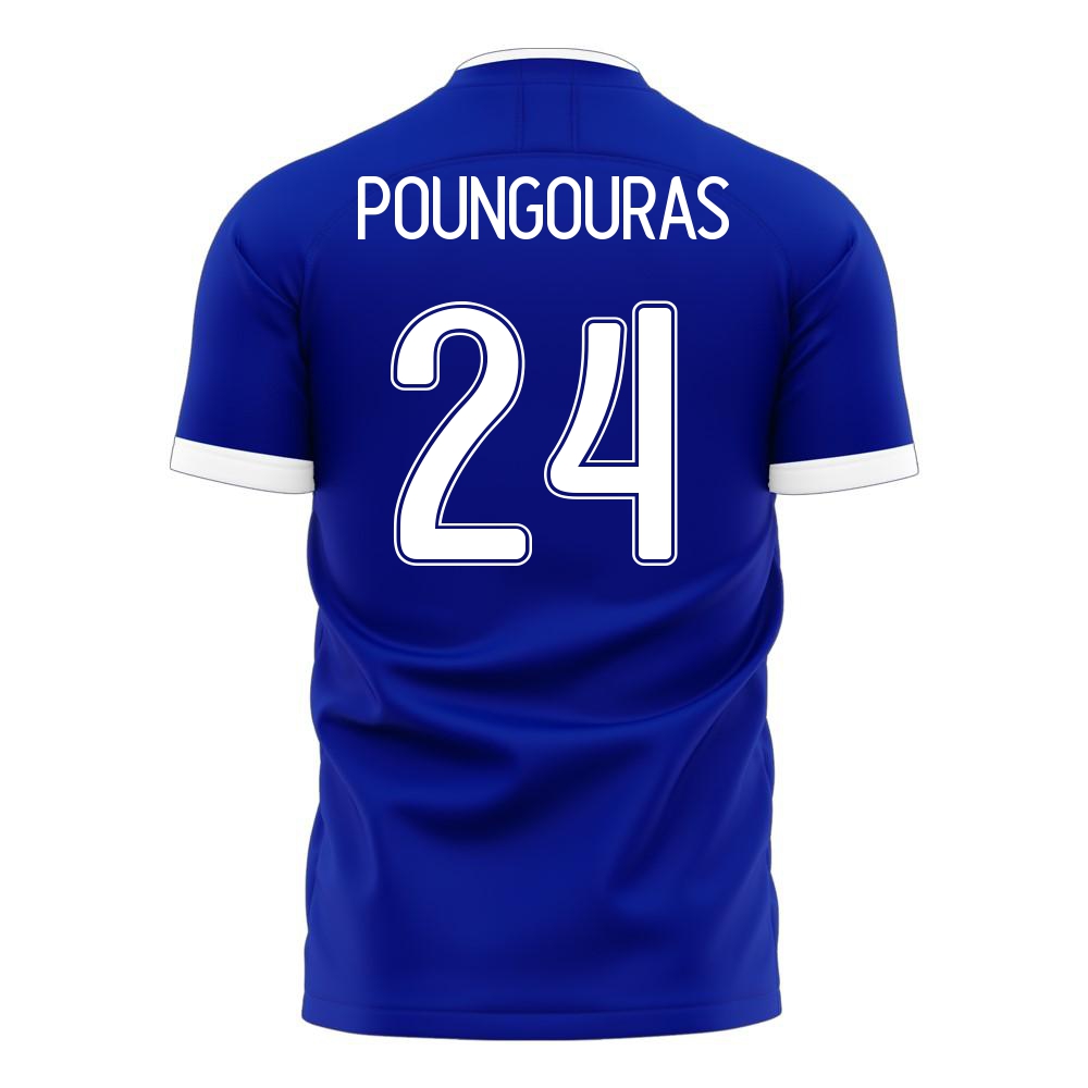 Naisten Kreikan Jalkapallomaajoukkue Achilleas Poungouras #24 Vieraspaita Sininen 2021 Lyhythihainen Paita