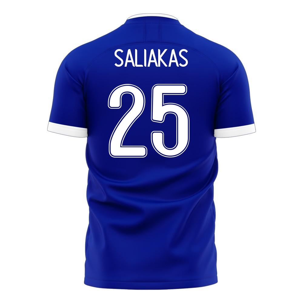 Miesten Kreikan Jalkapallomaajoukkue Manolis Saliakas #25 Vieraspaita Sininen 2021 Lyhythihainen Paita