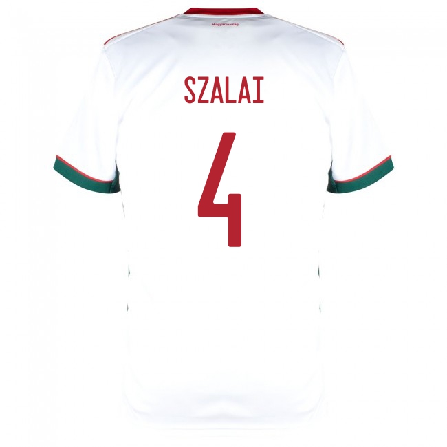 Naisten Unkarin Jalkapallomaajoukkue Attila Szalai #4 Vieraspaita Valkoinen 2021 Lyhythihainen Paita