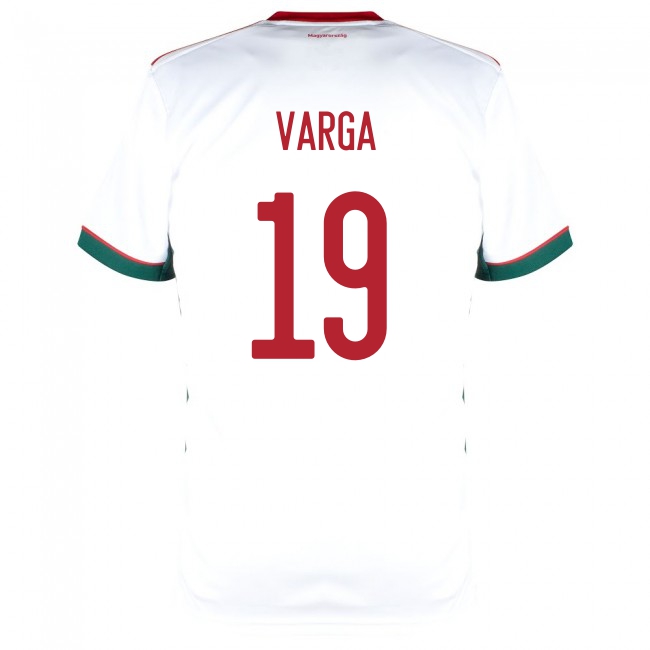Naisten Unkarin Jalkapallomaajoukkue Kevin Varga #19 Vieraspaita Valkoinen 2021 Lyhythihainen Paita