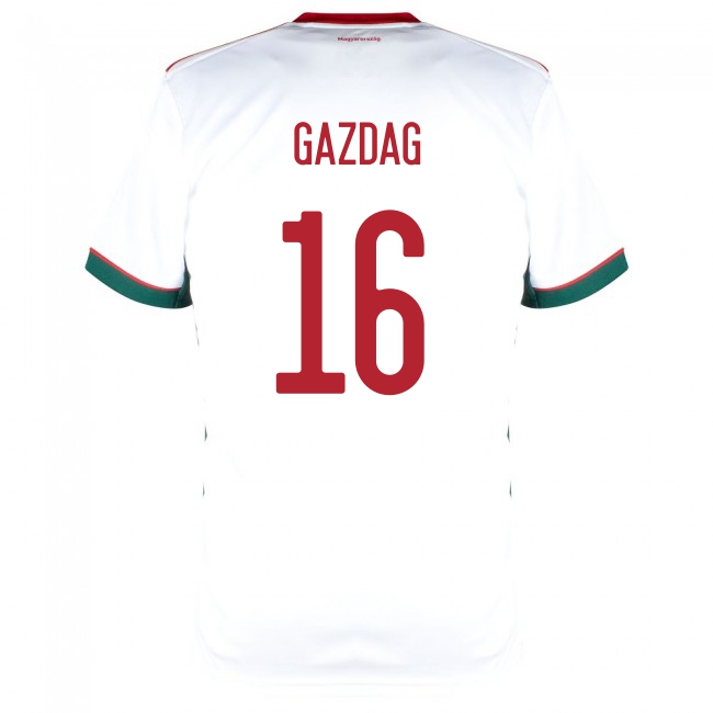 Miesten Unkarin Jalkapallomaajoukkue Daniel Gazdag #16 Vieraspaita Valkoinen 2021 Lyhythihainen Paita