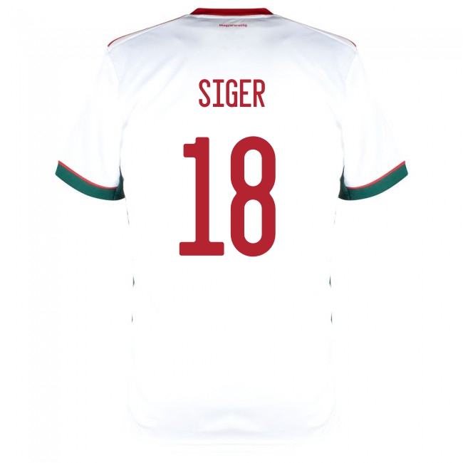 Lapset Unkarin Jalkapallomaajoukkue David Siger #18 Vieraspaita Valkoinen 2021 Lyhythihainen Paita