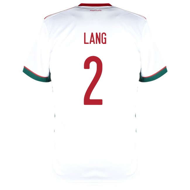 Naisten Unkarin Jalkapallomaajoukkue Adam Lang #2 Vieraspaita Valkoinen 2021 Lyhythihainen Paita