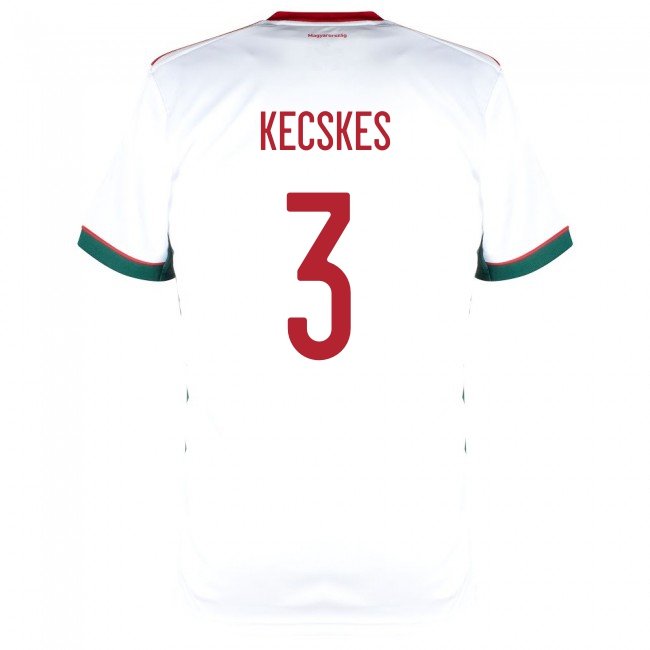 Naisten Unkarin jalkapallomaajoukkue Akos Kecskes #3 Vieraspaita Valkoinen 2021 Lyhythihainen Paita