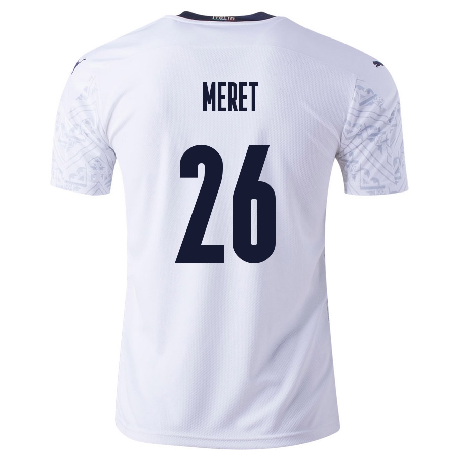 Lapset Italian Jalkapallomaajoukkue Alex Meret #26 Vieraspaita Valkoinen 2021 Lyhythihainen Paita