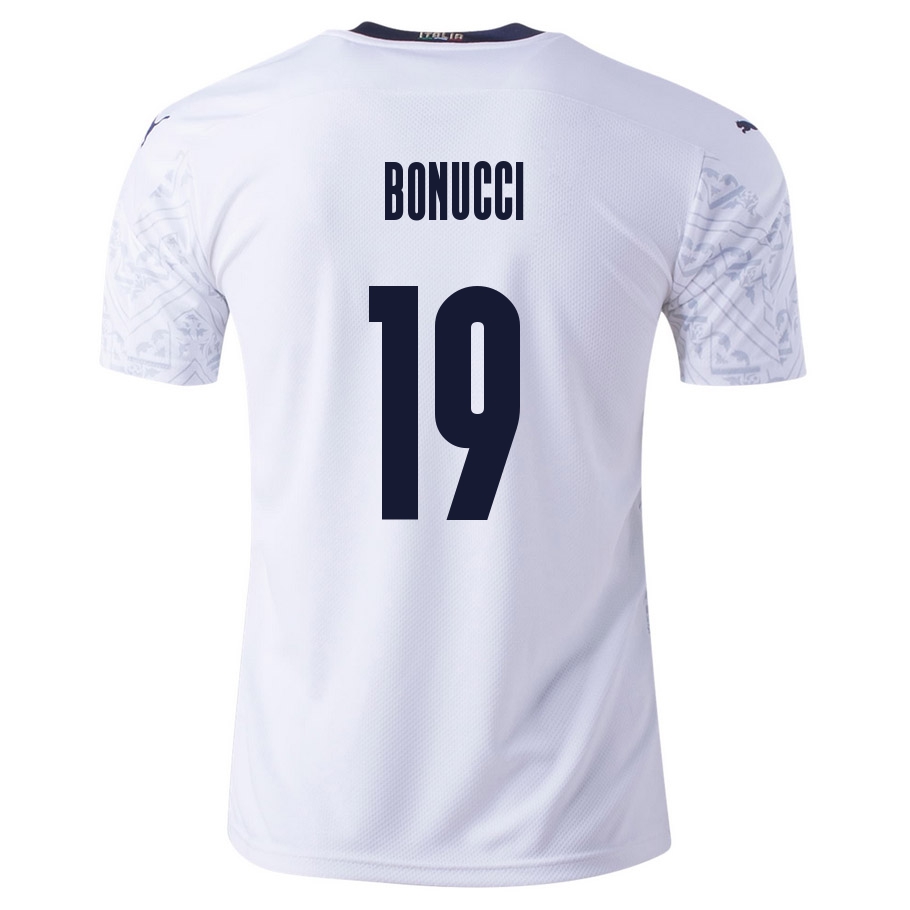 Lapset Italian Jalkapallomaajoukkue Leonardo Bonucci #19 Vieraspaita Valkoinen 2021 Lyhythihainen Paita