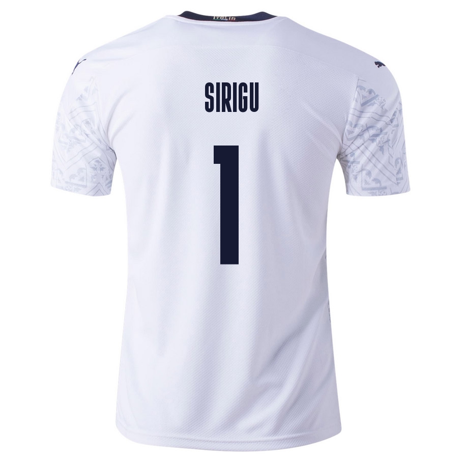 Naisten Italian jalkapallomaajoukkue Salvatore Sirigu #1 Vieraspaita Valkoinen 2021 Lyhythihainen Paita