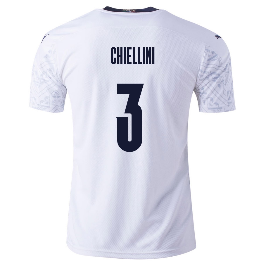Lapset Italian Jalkapallomaajoukkue Giorgio Chiellini #3 Vieraspaita Valkoinen 2021 Lyhythihainen Paita