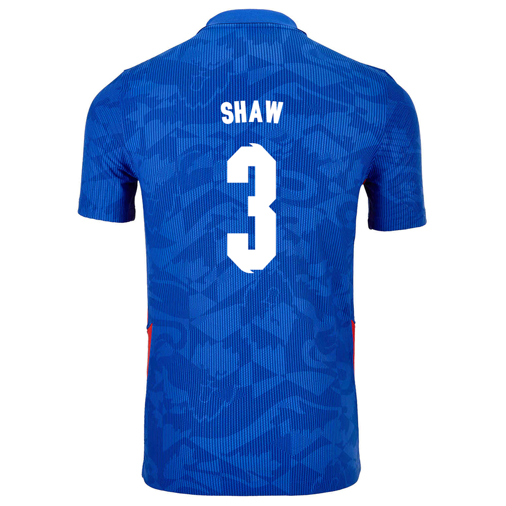 Naisten Englannin jalkapallomaajoukkue Luke Shaw #3 Vieraspaita Sininen 2021 Lyhythihainen Paita