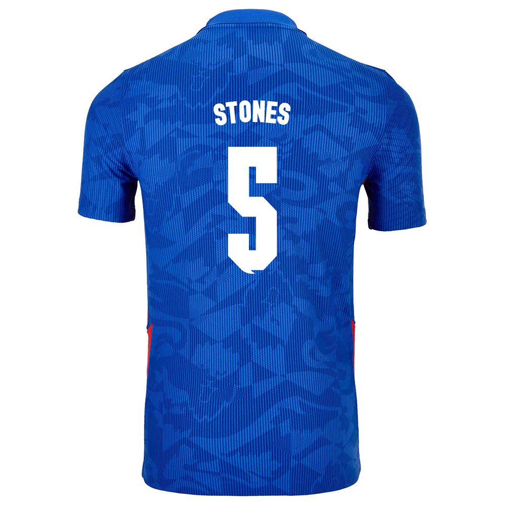 Miesten Englannin Jalkapallomaajoukkue John Stones #5 Vieraspaita Sininen 2021 Lyhythihainen Paita