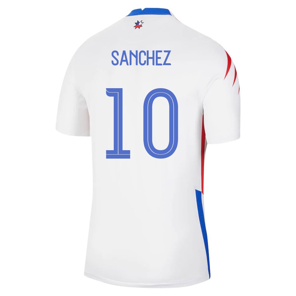 Miesten Chilen Jalkapallomaajoukkue Alexis Sanchez #10 Vieraspaita Valkoinen 2021 Lyhythihainen Paita