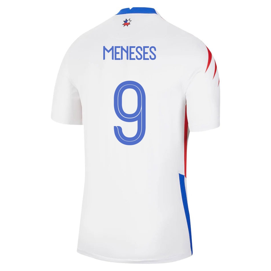 Lapset Chilen Jalkapallomaajoukkue Jean Meneses #9 Vieraspaita Valkoinen 2021 Lyhythihainen Paita