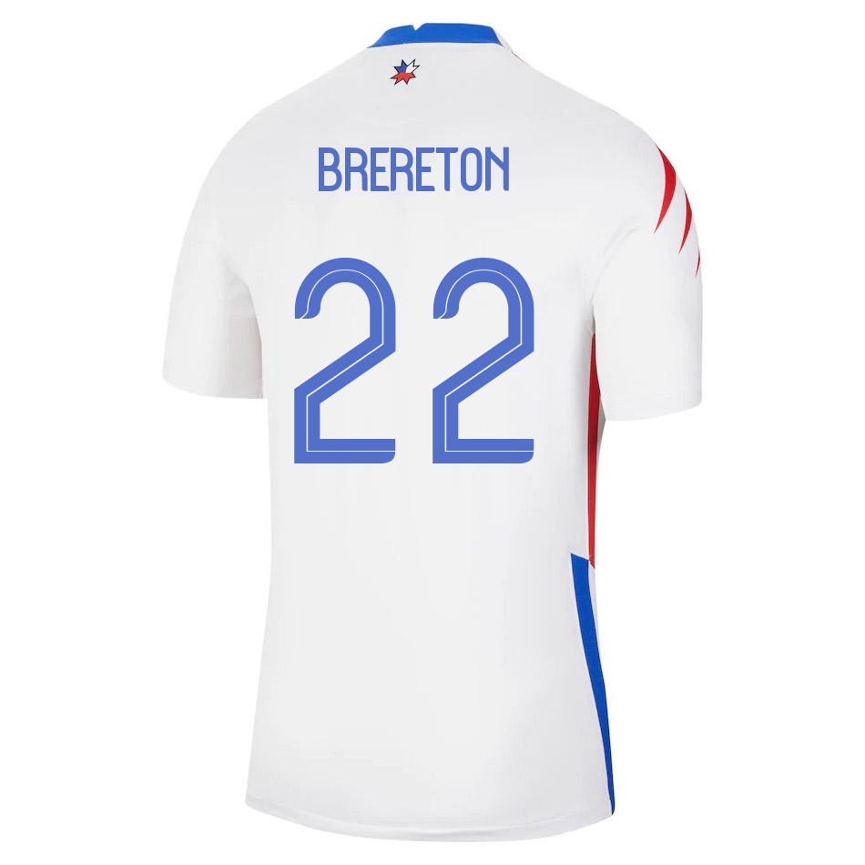 Lapset Chilen Jalkapallomaajoukkue Ben Brereton #22 Vieraspaita Valkoinen 2021 Lyhythihainen Paita