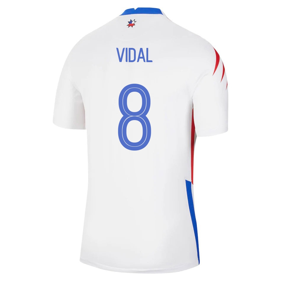 Naisten Chilen Jalkapallomaajoukkue Arturo Vidal #8 Vieraspaita Valkoinen 2021 Lyhythihainen Paita