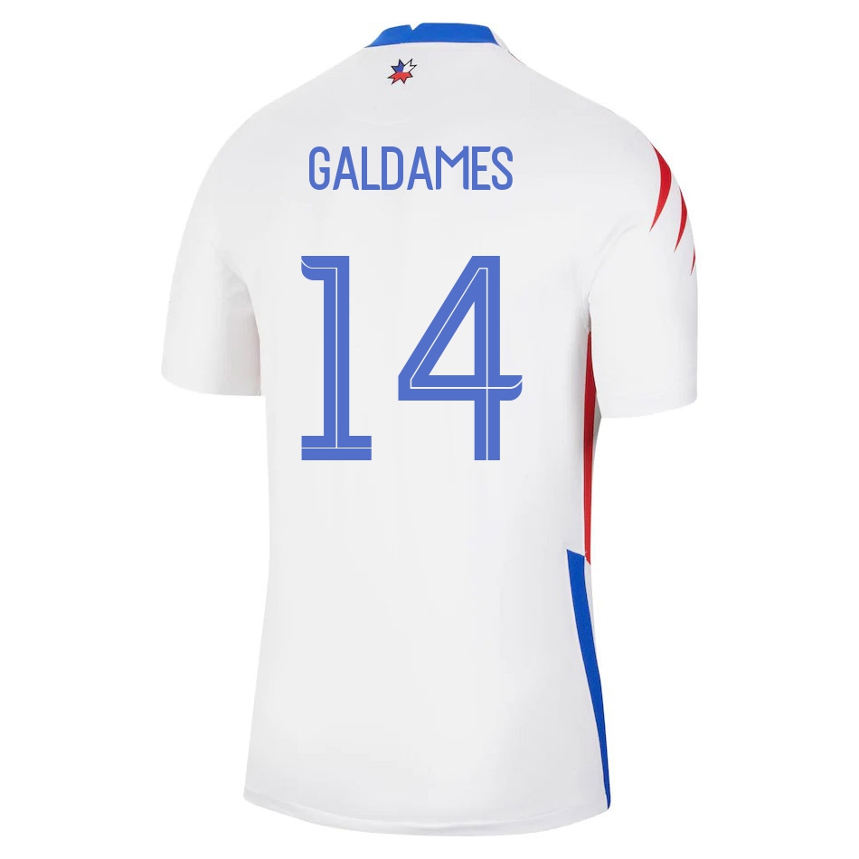 Lapset Chilen Jalkapallomaajoukkue Pablo Galdames #14 Vieraspaita Valkoinen 2021 Lyhythihainen Paita