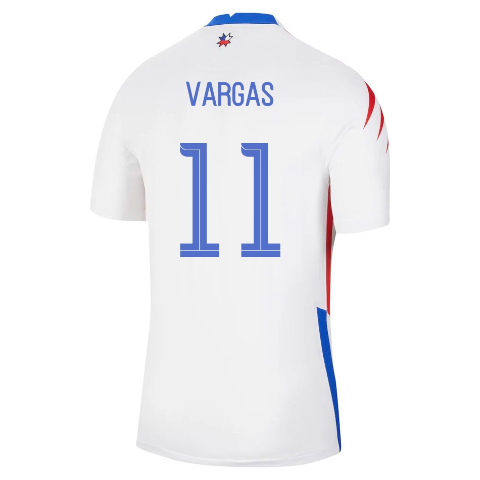 Lapset Chilen Jalkapallomaajoukkue Eduardo Vargas #11 Vieraspaita Valkoinen 2021 Lyhythihainen Paita