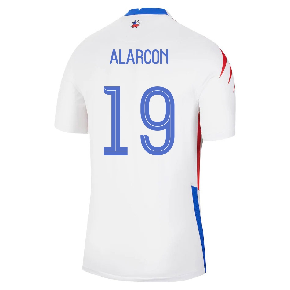 Miesten Chilen Jalkapallomaajoukkue Tomas Alarcon #19 Vieraspaita Valkoinen 2021 Lyhythihainen Paita
