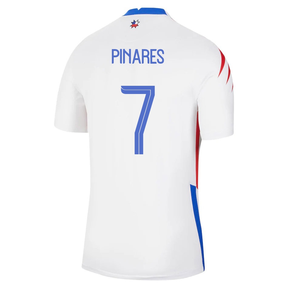Naisten Chilen jalkapallomaajoukkue Cesar Pinares #7 Vieraspaita Valkoinen 2021 Lyhythihainen Paita