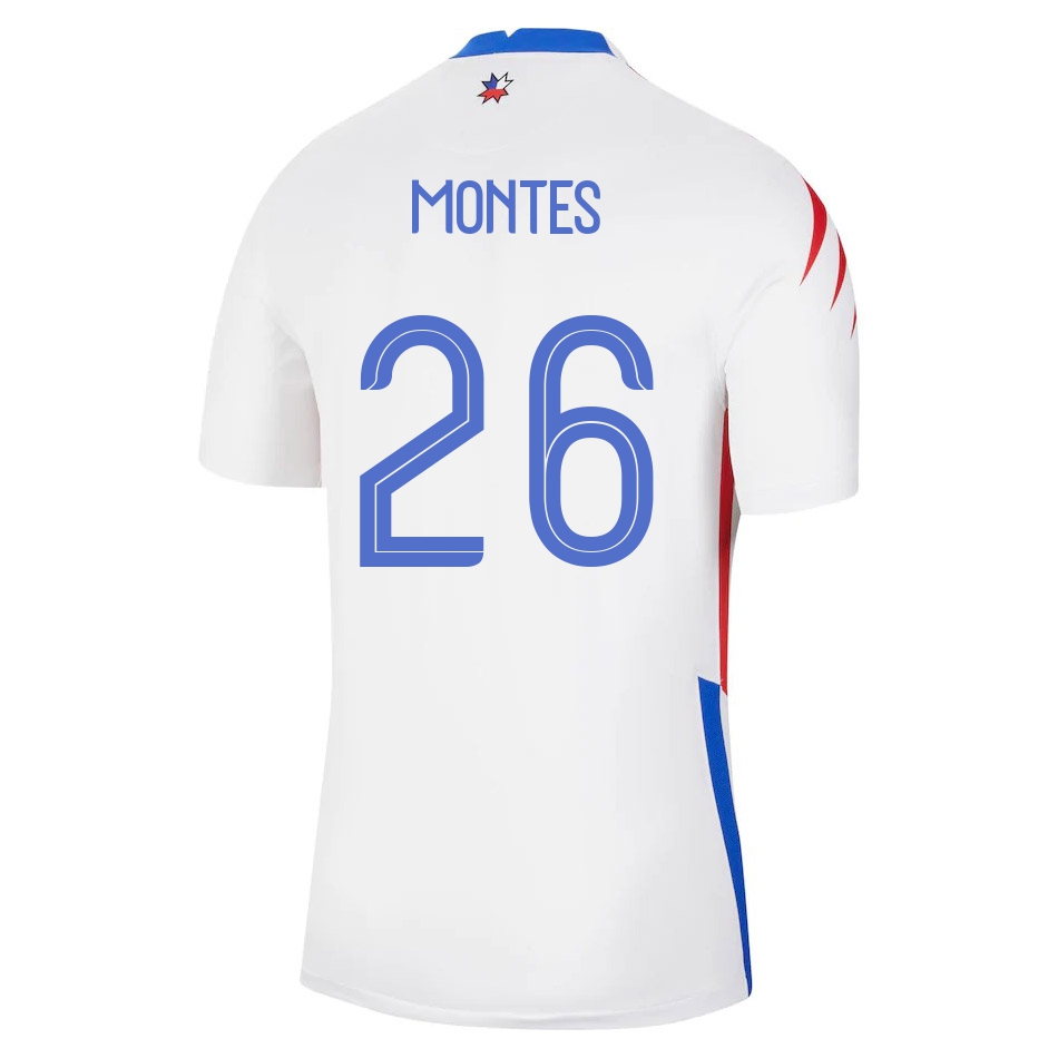 Lapset Chilen Jalkapallomaajoukkue Clemente Montes #26 Vieraspaita Valkoinen 2021 Lyhythihainen Paita