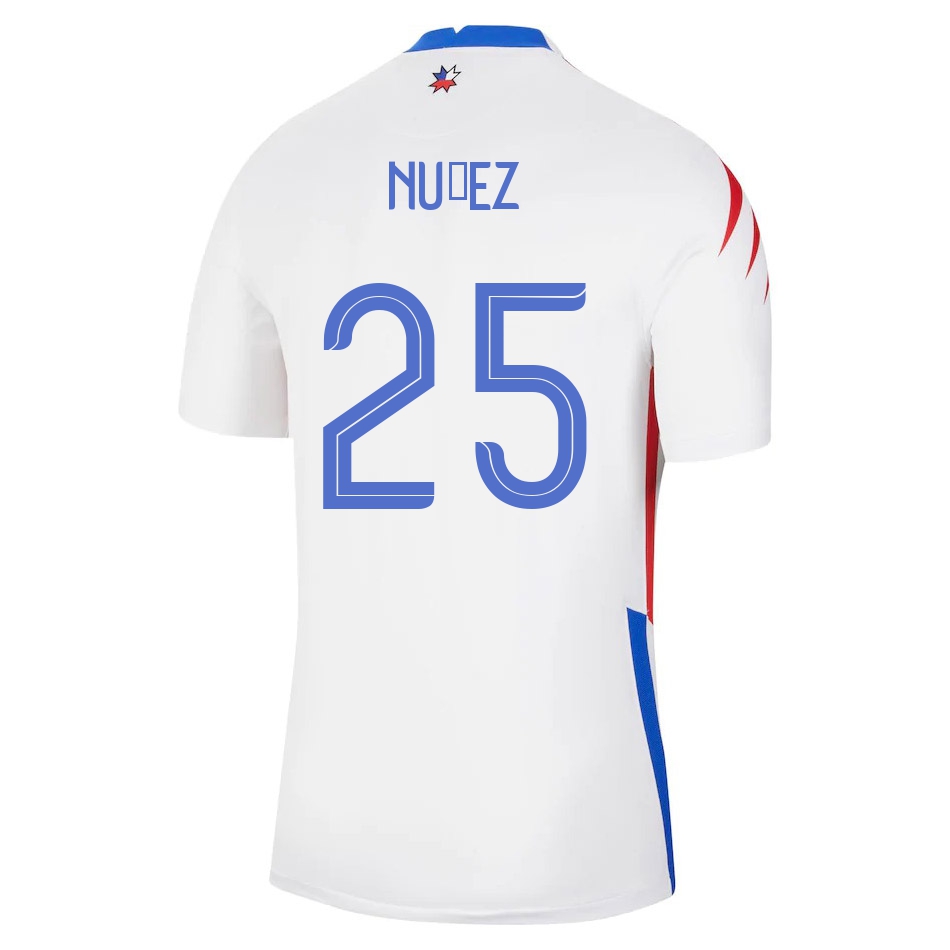 Miesten Chilen Jalkapallomaajoukkue Marcelino Nuñez #25 Vieraspaita Valkoinen 2021 Lyhythihainen Paita
