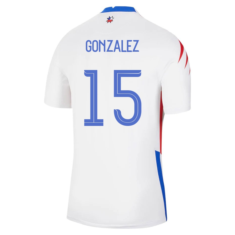 Lapset Chilen Jalkapallomaajoukkue Daniel Gonzalez #15 Vieraspaita Valkoinen 2021 Lyhythihainen Paita