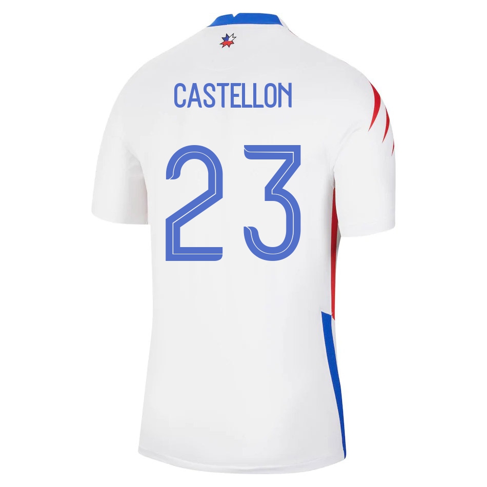 Naisten Chilen jalkapallomaajoukkue Gabriel Castellon #23 Vieraspaita Valkoinen 2021 Lyhythihainen Paita