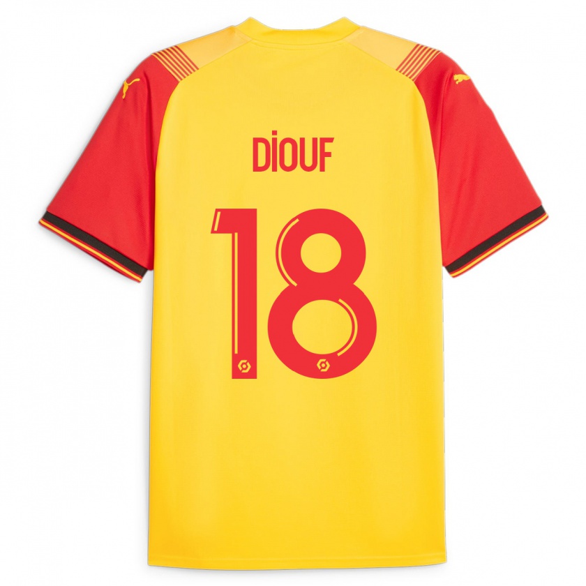 Kandiny Miesten Andy Diouf #18 Keltainen Kotipaita 2023/24 Lyhythihainen Paita T-Paita