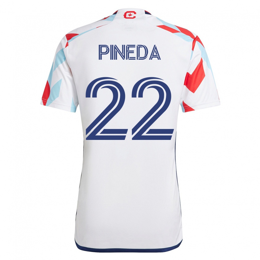 Kandiny Miesten Mauricio Pineda #22 Valkoinen Sininen Vieraspaita 2023/24 Lyhythihainen Paita T-Paita